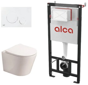 Set complet vas WC suspendat Fluminia, Clementina, Alb, cu rezervor Alca si clapeta alba