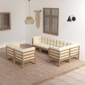 3076697 vidaXL Set mobilier de grădină cu perne, 7 piese, lemn masiv de pin