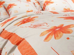 Lenjerie de bumbac ORANGE FLOWERS alb Dimensiune lenjerie de pat: 70 x 90 cm | 140 x 200 cm