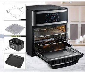 Resigilat: Friteuza cu aer fara ulei Air Fryer First Austria FA-5053-5, 1700W, 13 litri, 8 programe, Timer, Inox/negru