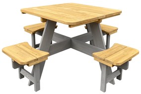 Set mobilier de grădină pentru copii, realizat din lemn, maro / gri, PIKIO