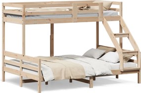 vidaXL Pat supraetajat, 80x200/140x200 cm, lemn masiv de pin