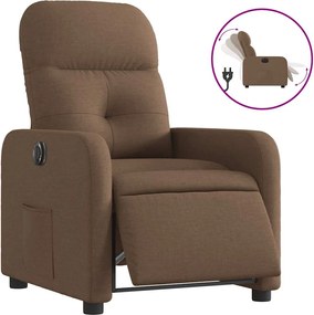 vidaXL Fotoliu rabatabil electric, maro, material textil