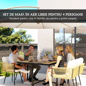 Outsunny Set de Grădină 5 Piese cu Masă din Lemn-Plastic | Aosom Romania