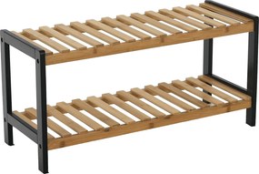 Pantofar KONTRE, negru/stejar, 70x26x34 cm
