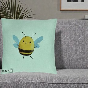 Perna Decorativa Buburuza pe Trifoi cu Patru Foi, 40x40 cm, Verde Menta, Husa Detasabila, Perna Inclusa, BEKZ®