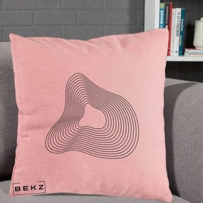 Perna Decorativa Abstract Linii Organice, 40x40 cm, Roz, Husa Detasabila, Perna Inclusa, BEKZ®