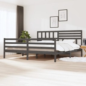 Cadru de pat, gri , 200x200 cm, lemn masiv Gri, 200 x 200 cm