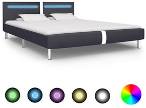 Cadru de pat cu LED, negru, 160 x 200 cm, piele artificiala Negru, 160 x 200 cm
