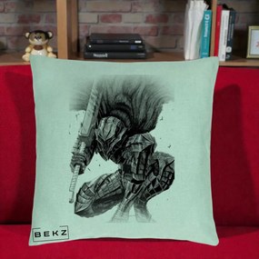 Perna Personalizata Berserk Guts Armor of Darkness Manga, 40x40 cm, Verde Menta, Husa Detasabila, Perna Inclusa, BEKZ®