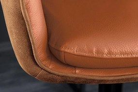 Scaun de bar pivotant Big George, microfibra/ piele coniac