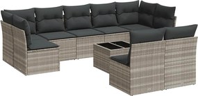 vidaXL Set canapele de grădină cu perne 10 piese gri deschis poliratan