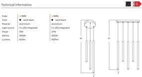 Lustra LED suspendata stil minimalist VERNO 3 negru 3000K