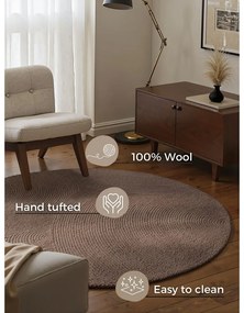 Covor taupe țesut manual rotund din lână ø 120 cm Eleni Taupe – Hanse Home