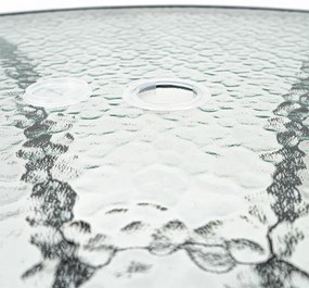 Masă de grădină Ordino cu cadru metalic și sticlă, neagră