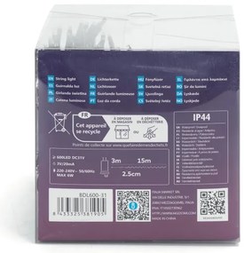 Aigostar - Ghirlandă LED de exterior pentru Crăciun, 600 LED, 8 moduri, 18 m, IP44, alb rece