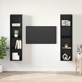 vidaXL Cabinet TV 2 pcs Negru 37 x 37 x 142.5 cm Lemn compozit
