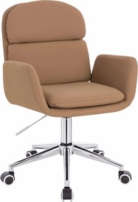 HR480K Scaun Caramel Piele Ecologica Premium Soft cu Bază Cromata