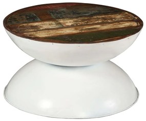 vidaXL Măsuță de cafea, lemn masiv reciclat, bază albă, 60x60x33 cm