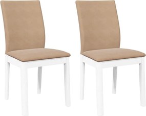 vidaXL Scaune de sufragerie cu perne 2 buc cauciuc din lemn masiv alb