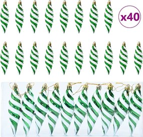vidaXL Bola în formă de spirală de Crăciun 40 pcs Verde Plastic