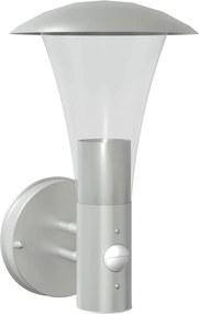 vidaXL Lampă de perete exterior cu senzor, argintiu, oțel inoxidabil