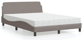 vidaXL Pat cu saltea, gri taupe, 140x200 cm, textil