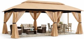 ABCCANOPY Foișor de gradina 305x610 cm, cadru din oțel și plasă de țânțari pentru gazon, curte, grădină, terasă, Kaki
