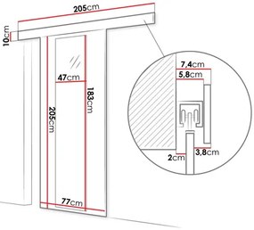Uși culisante Robaso 70 IV (Alb) (cu oglindă). 1104688