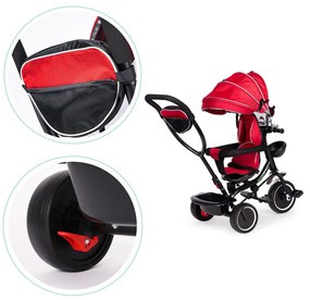 Triciclu triciclu scaun pivotant cu copertină roșu