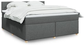 vidaXL Pat box spring cu saltea, gri închis, 180x200 cm, textil