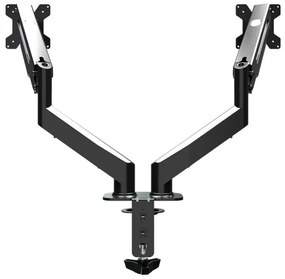Suport monitor Esperanza ERW020, 17"-27", Pentru 2 monitoare, Mecanism cu arc, VESA 75/100 mm, Pana la 6 kg per brat, Negru