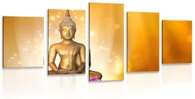 Tablou 5-piese statuie Buddha pe o floare de lotus