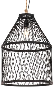 Lampa suspendata de exterior rural ratan negru 40x55 cm - Calamus
