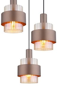 Lustra cu 3 pendule Sticla Chihlimbar Metal Bronz MILLEY