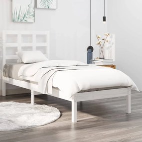3105431 vidaXL Cadru de pat Small Single 2FT6, alb, 75x190 cm, lemn masiv