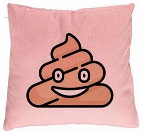 Perna Decorativa, Model Poo Emoji, 40x40 cm, Roz, Husa Detasabila, Burduf