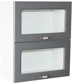 Corp superior vitrina 60 cu 2 usi orizontale Zebra MDF gri dungi