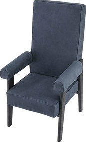 Fotoliu design clasic din piele naturala Milo, albastru 114504 HZ