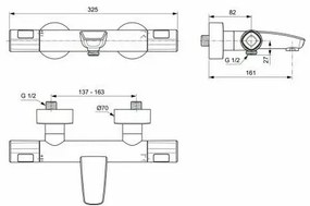Baterie termostatica pentru cada Ideal Standard Ceratherm T100