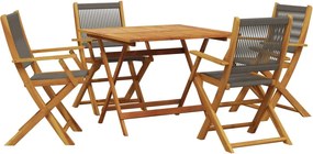 vidaXL Set mobilier de grădină 5 piese polipropilenă gri/lemn masiv