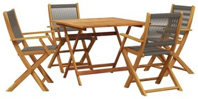 3281830 vidaXL Set mobilier de grădină 5 piese polipropilenă gri/lemn masiv
