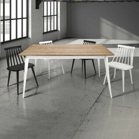 MASA SIMPLY- LEMN MASIV - LEMN NATUR, PICIOR ALB - 160 CM / 85 CM / H 77 CM