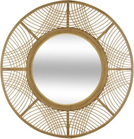 Oglinda Boho cu rama de bambus INA, Ø 70 cm