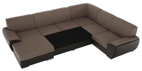 Colţar în formă de U, material textil maro/piele ecologică maro, stânga, EMILY U