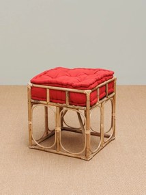 Taburet rosu, din rattan si bumbac, India