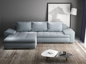 Colțar extensibil dumonde cu ladă de depozitare si sezut confortabil din spuma high-density, Leonardo Zoom Grey 260x185 cm