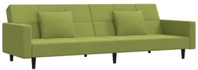 337454 vidaXL Canapea extensibilă cu 2 locuri, 2 perne, verde deschis catifea