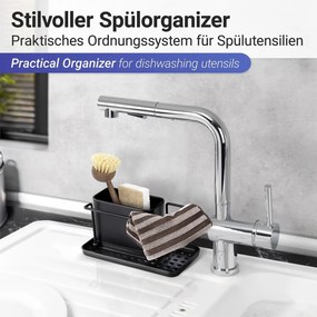 Organizator de spălat vase Wenko Orio din oțelinoxidabil, negru
