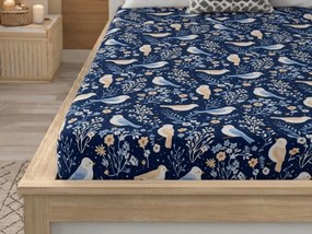 Cearsaf din microfibra DENIM BIRDS albastru 90x200 cm